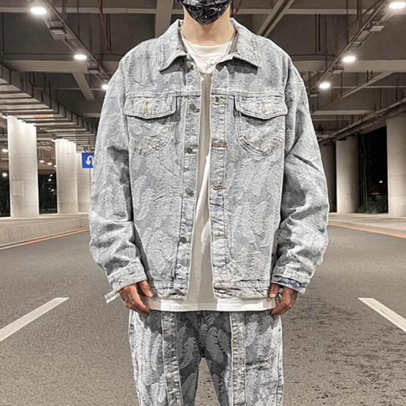 menswear fashion piece featuring hip hop denim jeans jacket coat fashion feathers embroidery jeans coats high street outerwear streetwear jackets mens clothing design – premium quality jacket for men
