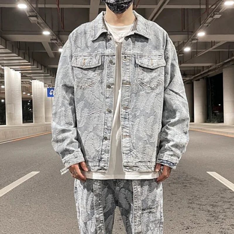 graphic outerwear featuring hip hop denim jeans jacket coat fashion feathers embroidery jeans coats high street outerwear streetwear jackets mens clothing design – premium quality jacket for men