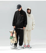 spring and autumn new fleece knitted coat mens loose couple suit versatile high street style unique default style 2007