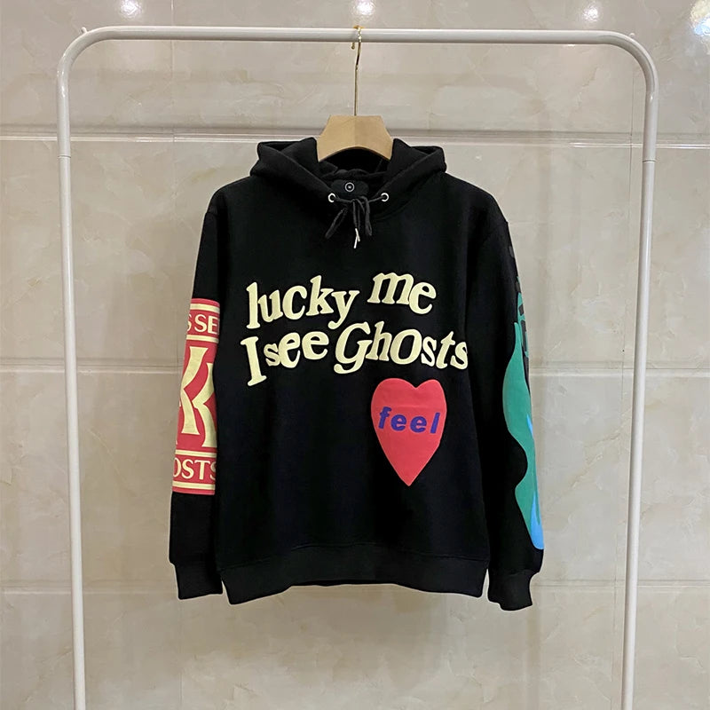 Graffiti Letter Foam Fleece Baggy Sweatshirts Mens Oversized High Street