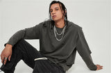 Hip Hop Streetwear Vintage Sweatshirt 2021 Autumn Creative Distressed Destroyed Ripped Holes Pullover Cotton Tops Loose WE301