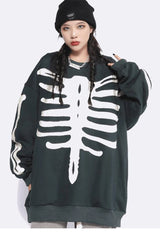 rainbowtouches men high street coat dark skeleton print oversized pullover graffiti halloween hoodie coats long sleeve t shirt - oversized streetwear hoodie, urban fashion pullover, high quality cotton hoodie