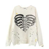 mens hip hop streetwear skull graffiti harajuku sweaters casual knitted sweater ripped holes cotton pullover men jumper sweater - vintage look oversized hoodie, Y2K grunge street style, 2025 streetwear drop