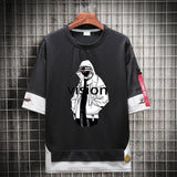 Anime Streetwear top – Hip Hop Kahaki T Shirt Short Sleeve Kawaii Harajuku Cat T Sh