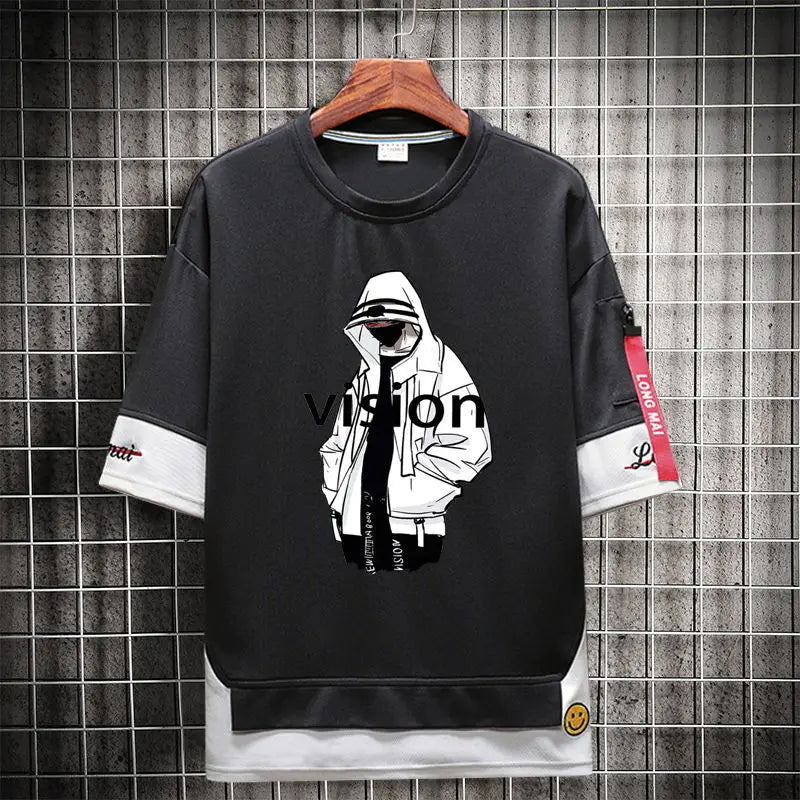 Anime Streetwear top – Hip Hop Kahaki T Shirt Short Sleeve Kawaii Harajuku Cat T Sh