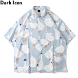 Dark Icon Full Prined Oversized Men's Shirt Short Sleeve Summer Streetwear Shirts for Men