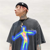 Vaporwave Aesthetic print tee – Distorted Portrait Printing Short Sleeved T Shirt Hip Hop Su