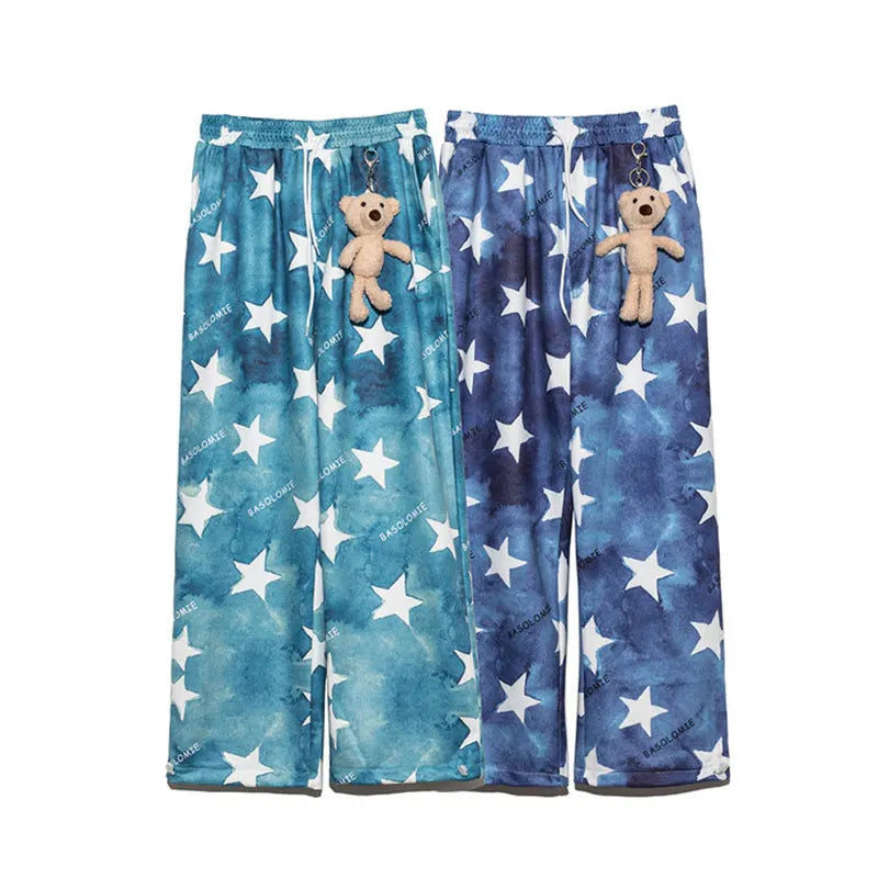 rainbowtouches fashion classic brand mens cargo pants bear pendant trousers loose straight high street style unique wide legs military streetwear pants