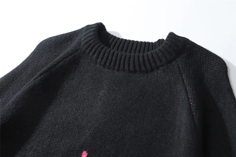 hip hop mens streetwear harajuku knitted sweater fire flame autumn winter new o neck sweater pullover loose retro vintage cotton unique limited edition hoodie, urban wear with bold artwork, high quality cotton pullover