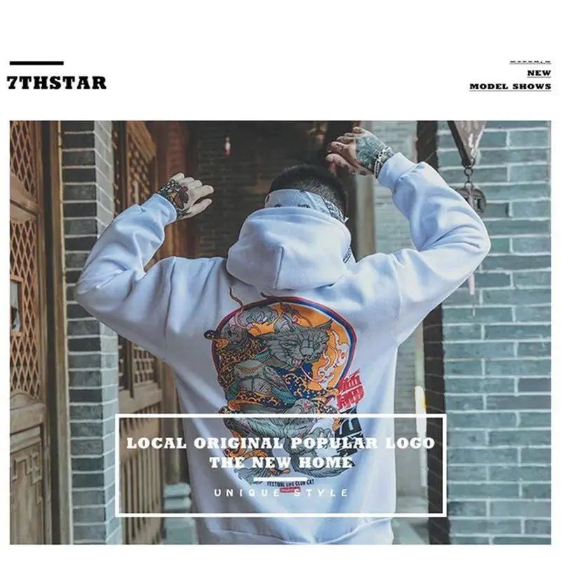 Fashion Harajuku Hoodie Sweatshirt Mens Casual Black Hip Hop Japan Pri