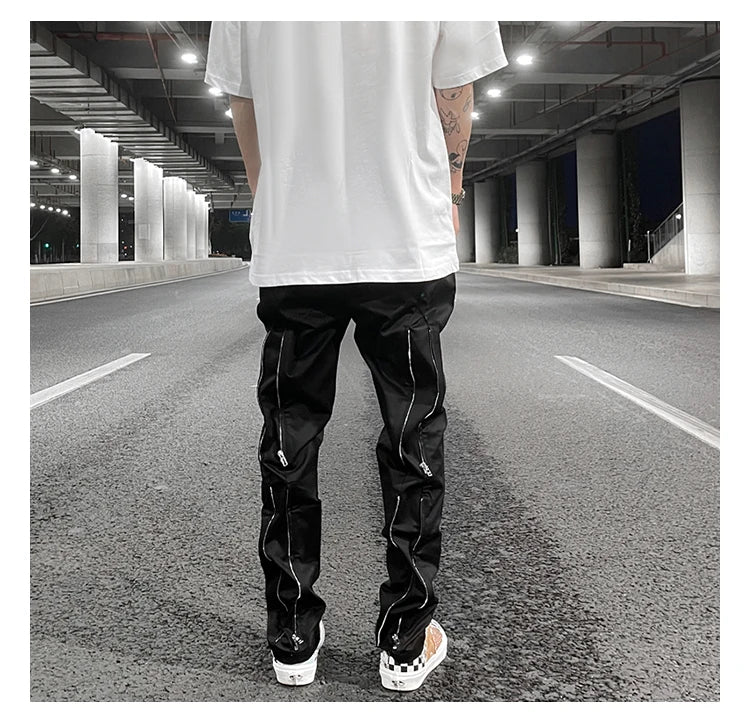 fashion back zipper loose zipper cargo straight pants new summer streetwear pants trousers mens harajuku casual pants joggers unique joggers style 30