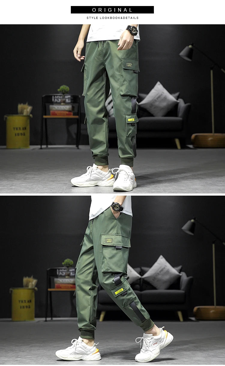streetwear hip hop black harem pants men elastic waist punk pants with ribbons casual slim jogger pants men hip hop trousers unique joggers style 2531