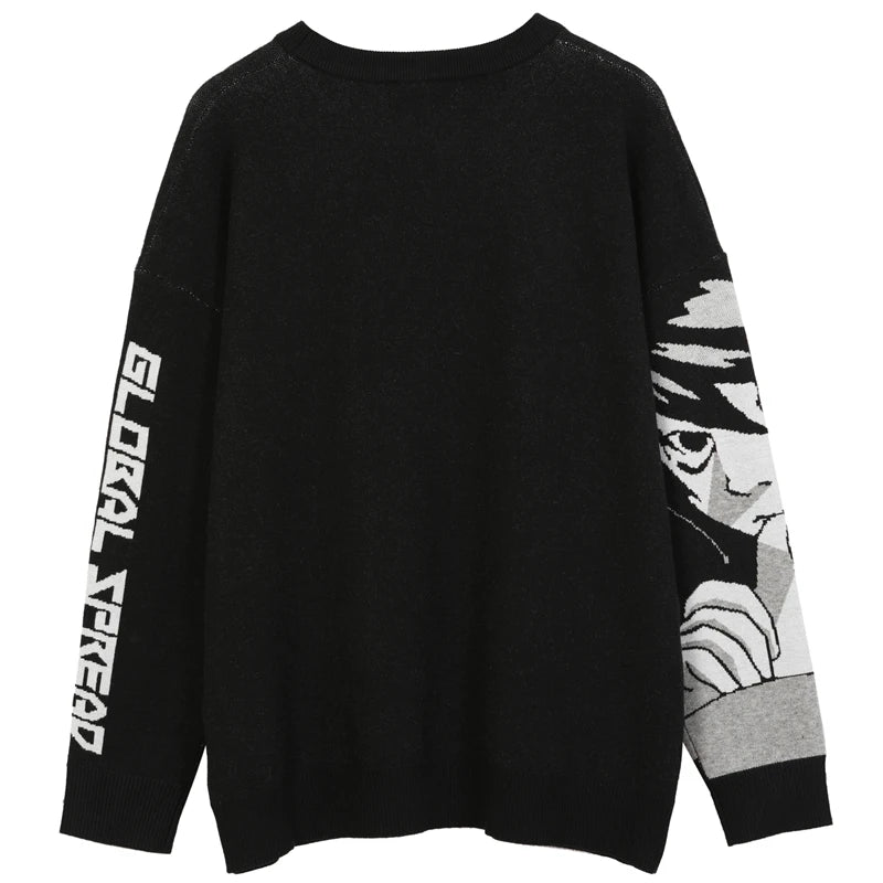 grunge oversized flame jumper built for warmth and edge, essential for winter street style, men’s streetwear clothing piece f