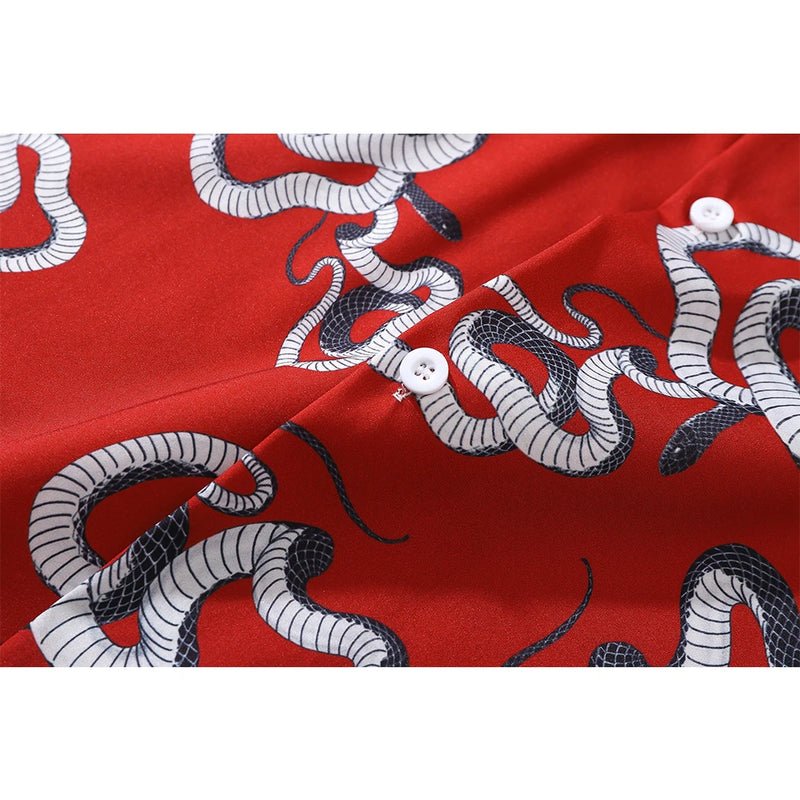 Dark Icon Snake Men's Shirt Short Sleeve Summer Vintage Polo Shirt Holiday Beach Shirts Man