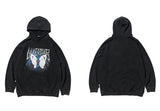 2023 Men Hip Hop Hoodie Sweatshirt Lightning Butterfly Streetwear Hoodie Retro Vintage Washed Black Hooded Pullover Harajuku