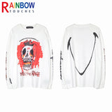 rainbowtouches long sleeve t shirt men high street skeleton skull graffiti print women hip hop couple sweatercoat unisex design high quality cotton pullover, aesthetic street look hoodie, streetwear fashion hoodie