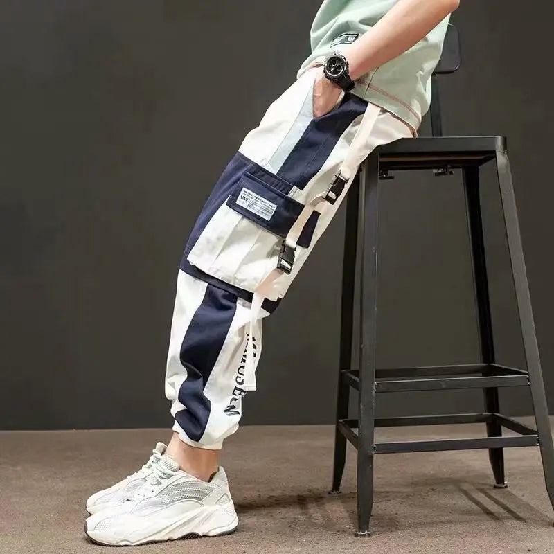 men hip hop black cargo pants joggers sweatpants overalls men ribbons streetwear harem pants women fashions trousers unique joggers style 2693
