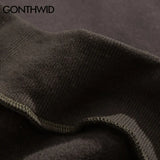 Gonthwid Hoodies Streetwear Hip Hop Zipper Pocket Smile Face Patchwork