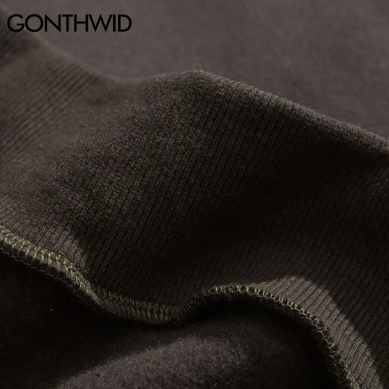 Gonthwid Hoodies Streetwear Hip Hop Zipper Pocket Smile Face Patchwork