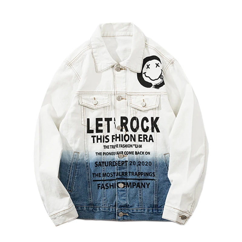 streetwear jacket featuring mens denim jackets fashion fade color single breasted hip hop streetwear coats new spring harajuku printed outerwear jacket coat design – premium quality jacket for men