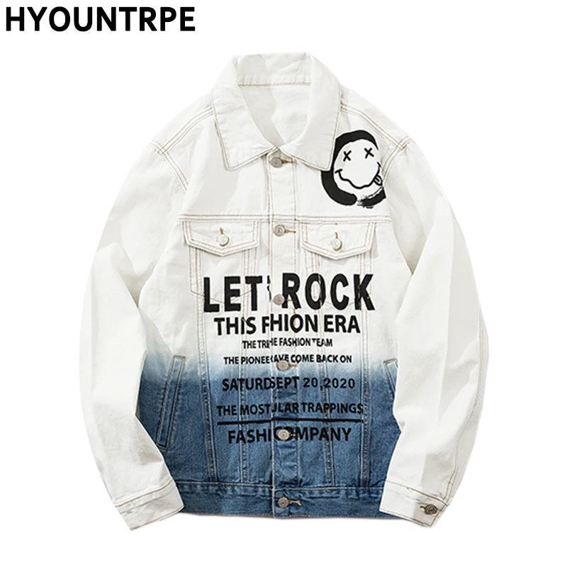 streetwear jacket featuring mens denim jackets fashion fade color single breasted hip hop streetwear coats new spring harajuku printed outerwear jacket coat design – premium quality jacket for men