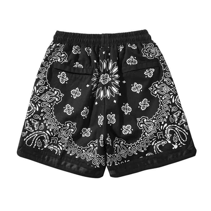 Hip Hop Loose Shorts Fashion Harajuku Printed Shorts Mens Summer Casual Elastic Waist Drewstring Streetwear Sportswear Joggers