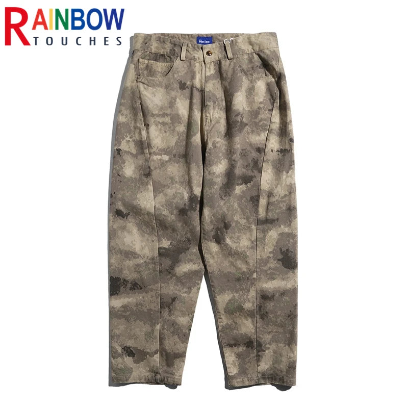 rainbowtouches 2022 tidal current brand mens pants high street fashion camouflage trousers loose tooling safari style overalls unique default style 5318