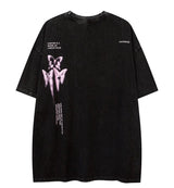 Sadcore Oversized shirt – Aolamegs Butterfly Inkjet Letter Print Washed T Shirt Men Sh