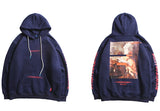 Men Hip Hop Hoodie Sweatshirt Retro Painting Print Harajuku Hooded Pul