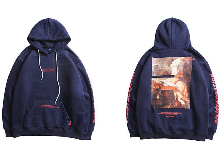 Men Hip Hop Hoodie Sweatshirt Retro Painting Print Harajuku Hooded Pul