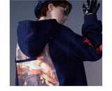 Men Hip Hop Hoodie Sweatshirt Retro Painting Print Harajuku Hooded Pul