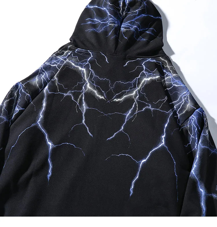 Hip Hop Lightning Hoodie Sweatshirt Men Harajuku Streetwear Hooded Pul