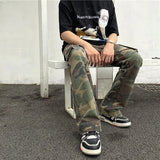 streetwear mens hip hop camouflage flare pants fashionable camo cargo pants male slim fit camouflage trousers women all match unique cargo style 5127