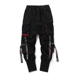 men hip hop black cargo pants joggers sweatpants overalls men ribbons streetwear harem pants women fashions trousers unique joggers style 2704