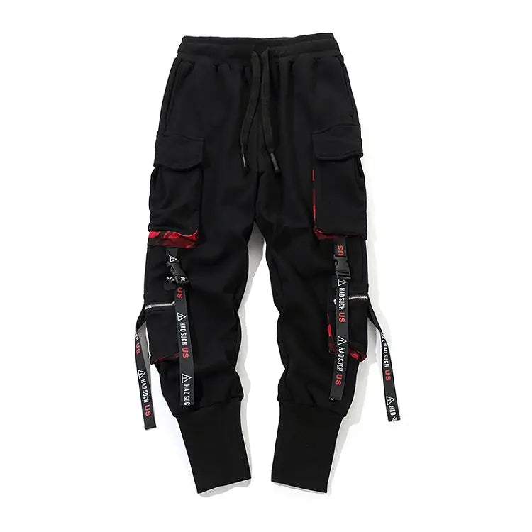 men hip hop black cargo pants joggers sweatpants overalls men ribbons streetwear harem pants women fashions trousers unique joggers style 2704