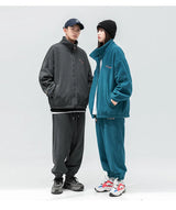 spring and autumn new fleece knitted coat mens loose couple suit versatile high street style unique default style 2008