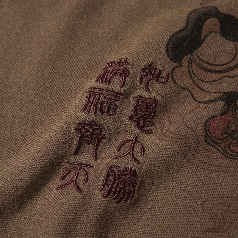 Trapwear Aesthetic print tee – Lyprerazy Chinese Vintage Monkey King Embroidery T Shirt Men