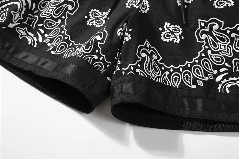 Hip Hop Loose Shorts Fashion Harajuku Printed Shorts Mens Summer Casual Elastic Waist Drewstring Streetwear Sportswear Joggers