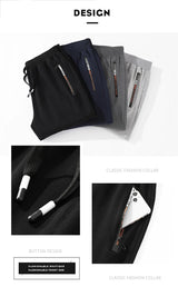 2025 autumn mens sport pants casual knitted trousers with zipper pockets solid color jogger pants male pantalon chandal hombre urban active pants