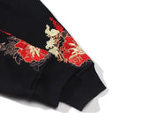2023 Men Hip Hop Hoodie Sweatshirt Embroidered Floral Full Moon Rabbit Harajuku Streetwear Hoodie Pullover Cotton Autumn Hipster