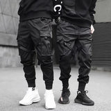 ribbons harem joggers men cargo pants streetwear 2023 hip hop casual pockets track pants male harajuku fashion trousers casual joggers