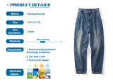 rainbowtouches fashion brand pants men wash jeans unisex wide straight leg loose retro overalls casual superior quality trousers unique jeans style 4882