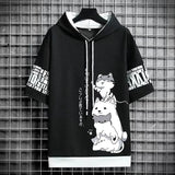 Japan Fashion Mens Hoodies Summer Men Clothing Cartoon Short Sleeve Sw