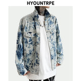 casual layering jacket featuring fashion tie dyed jeans jackets coat men casual single breasted turn down collar denim streetwear new hip hop outerwear jacket design – premium quality jacket for men