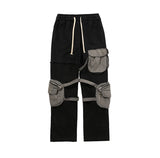 rainbowtouches fashion classic brand mens cargo pants casual color contrast trousers loose straight high street style overalls unique cargo style 4944