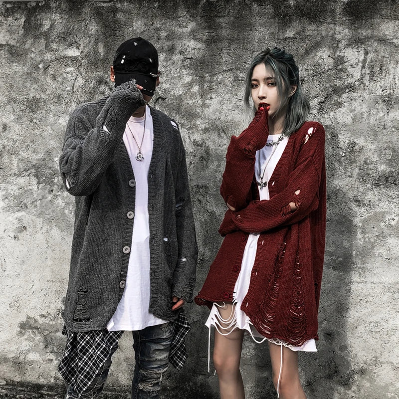 techwear flame knit sweater with structured oversized fit, ideal for cold streetwear layers, men’s streetwear clothing piece 