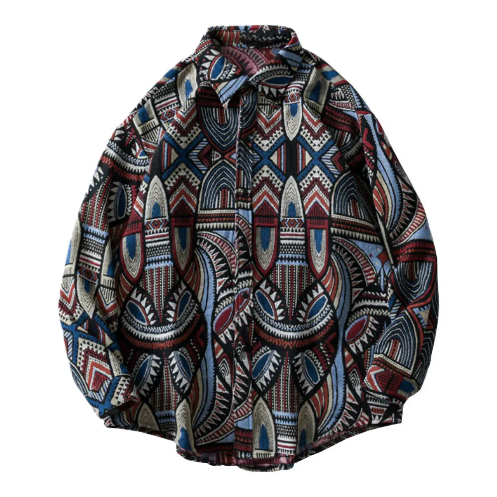 Skull Graphic Street Shirt – Gonthwid Knitted Shirts Nation Style Geometry Flowers Color Block Patchwork Long Sleeve Button Shirt Hip Hop Casual Tops Coats | Button Shirt Drop #146