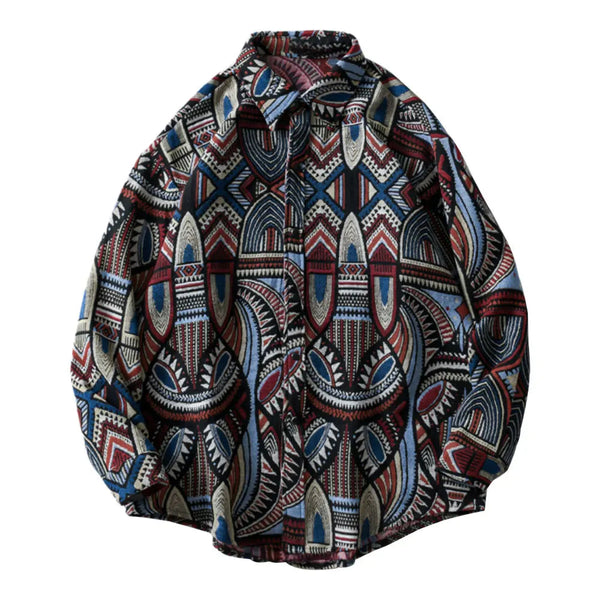 Skull Graphic Street Shirt – Gonthwid Knitted Shirts Nation Style Geometry Flowers Color Block Patchwork Long Sleeve Button Shirt Hip Hop Casual Tops Coats | Button Shirt Drop #146