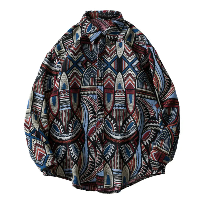 Skull Graphic Street Shirt – Gonthwid Knitted Shirts Nation Style Geometry Flowers Color Block Patchwork Long Sleeve Button Shirt Hip Hop Casual Tops Coats | Button Shirt Drop #146