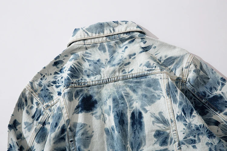 graphic outerwear featuring fashion tie dyed jeans jackets coat men casual single breasted turn down collar denim streetwear new hip hop outerwear jacket design – premium quality jacket for men